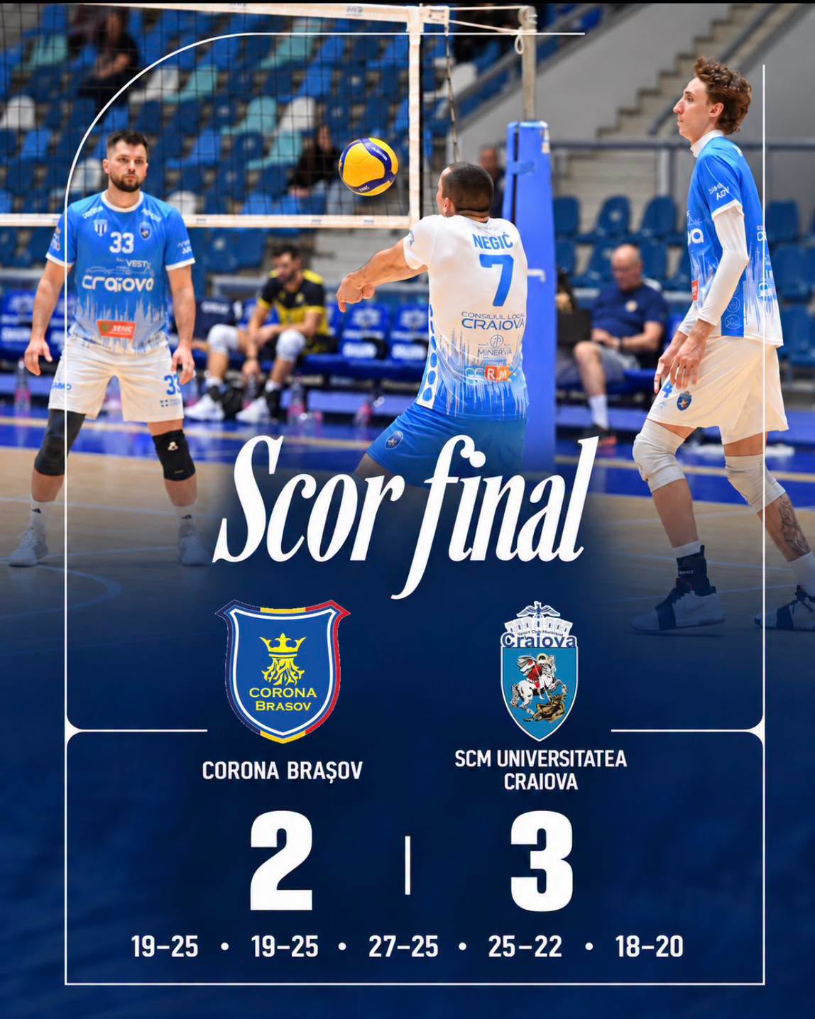 Cupa României | Victorie mare la Brașov! SCM U Craiova câștigă un thriller în cinci seturi