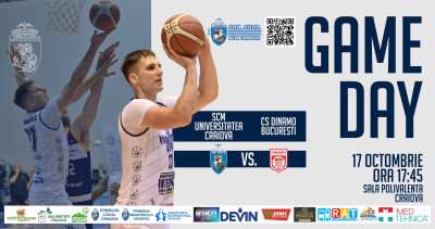 SCM Universitatea Craiova primește, vineri, 17 octombrie 2025, vizita lui Dinamo București în Sala Polivalentă!