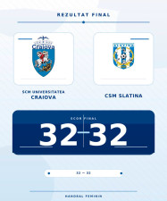 SCM Universitatea Craiova - CSM Slatina 32-32: rezultat de egalitate pe „Polivalentă