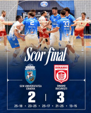 SCM Universitatea Craiova a cedat la limită în fața echipei Dinamo, după un meci de cinci seturi